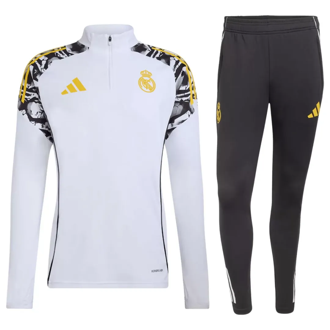 Kid's Real Madrid x Marvel Zipper Sweatshirt Kit(Top+Pants) White 2025/26