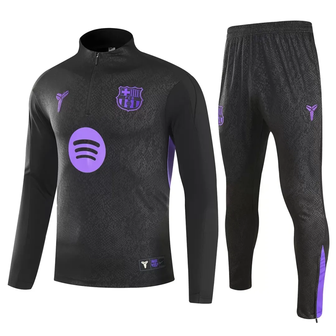 Kid's Barcelona x Kobe Bryant 1/4 Zipper Sweat Kit(Top+Pants) Black 2025/26