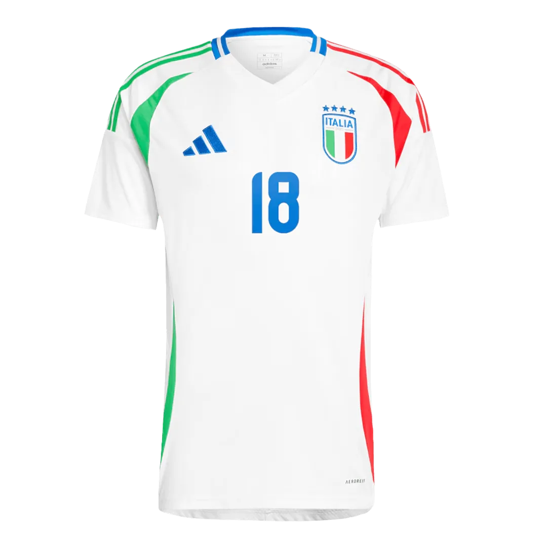 Alternative view of Nicolo Barella #18 Italy Away Jersey EURO 2024