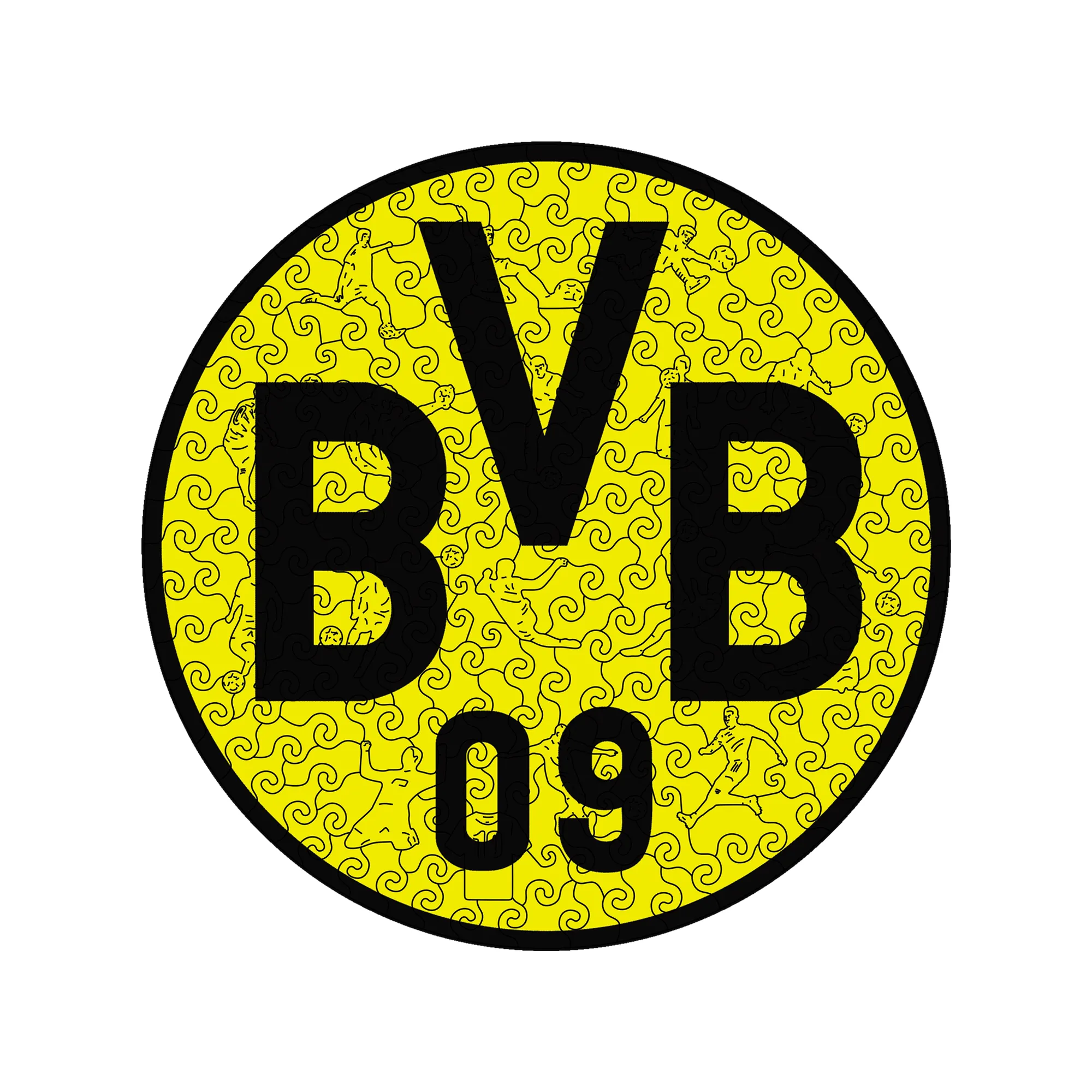 Alternative view of Borussia Dortmund Logo Wooden Jigsaw Puzzle