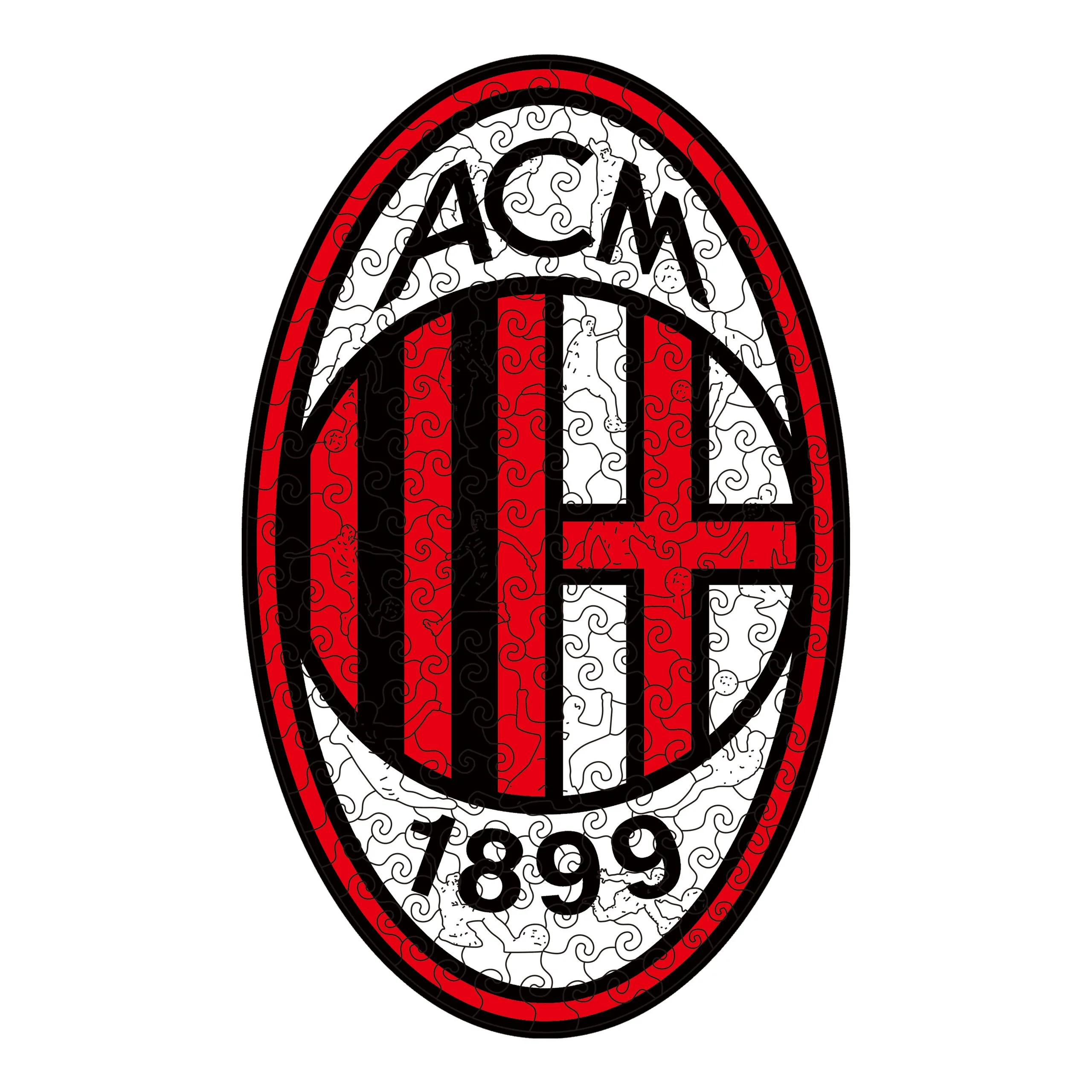 Alternative view of AC Milan Logo Wooden Jigsaw Puzzle