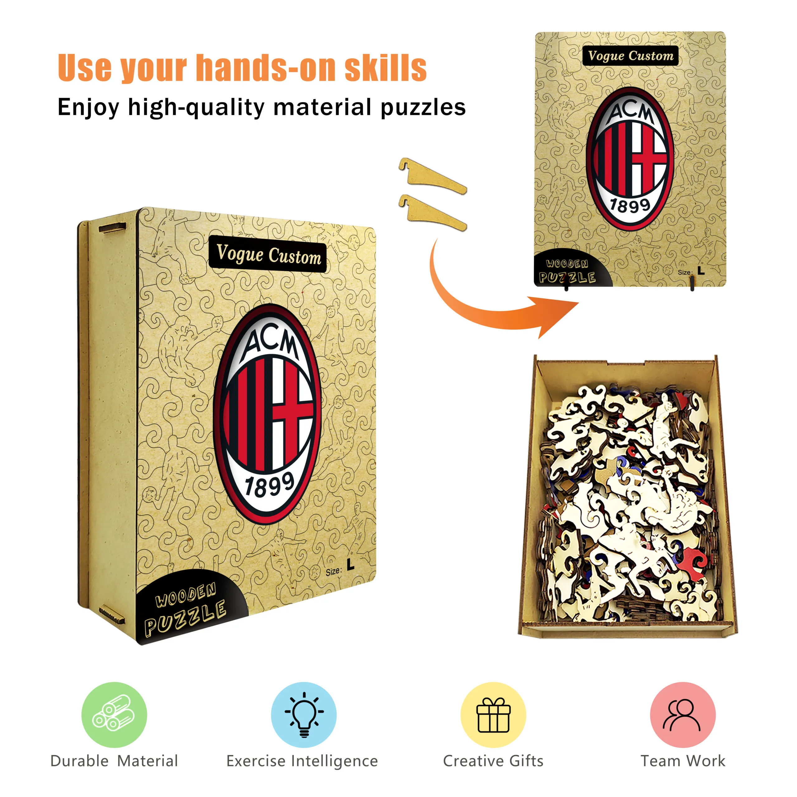 AC Milan Logo Wooden Jigsaw Puzzle - Image 4