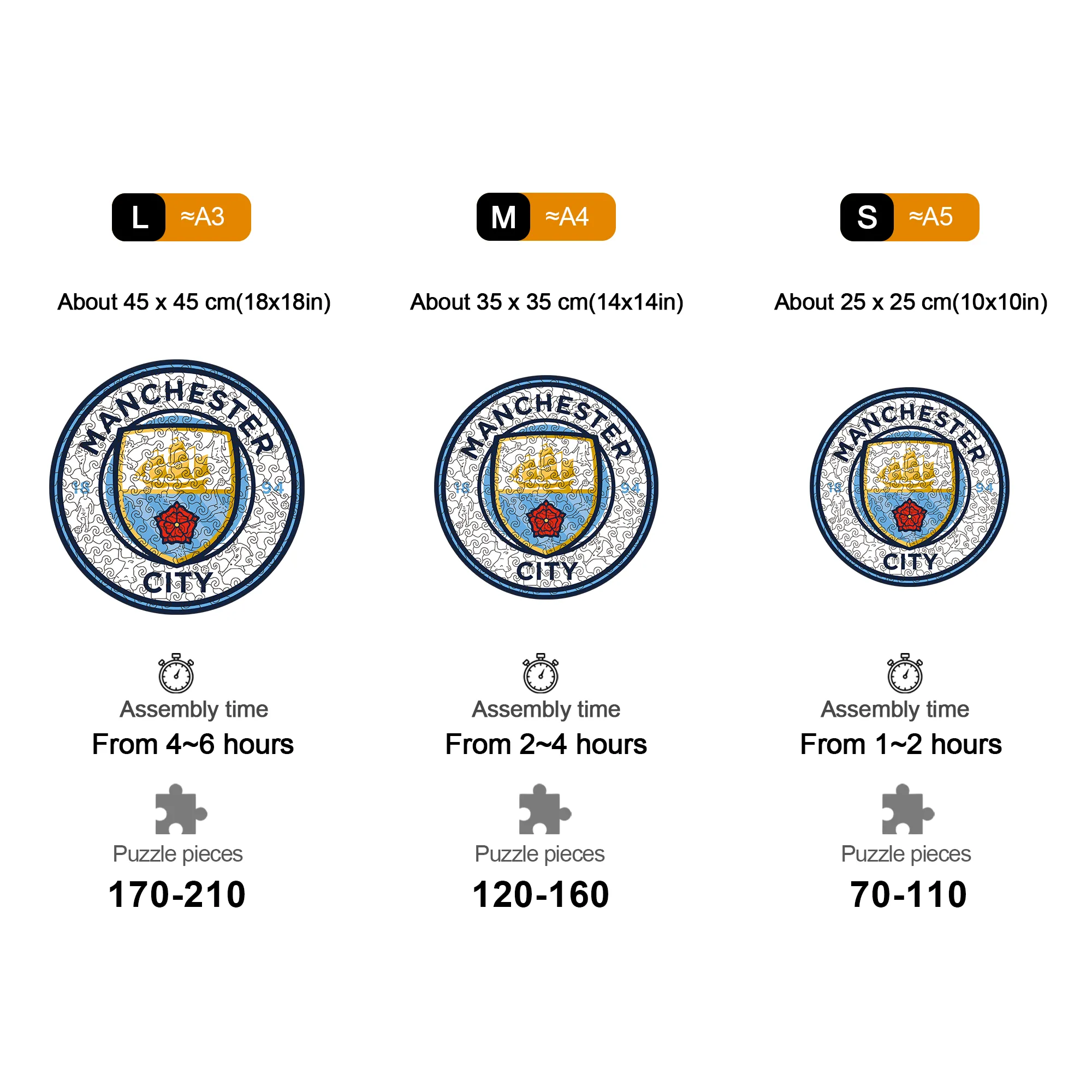 Manchester City Logo Wooden Jigsaw Puzzle - Image 5